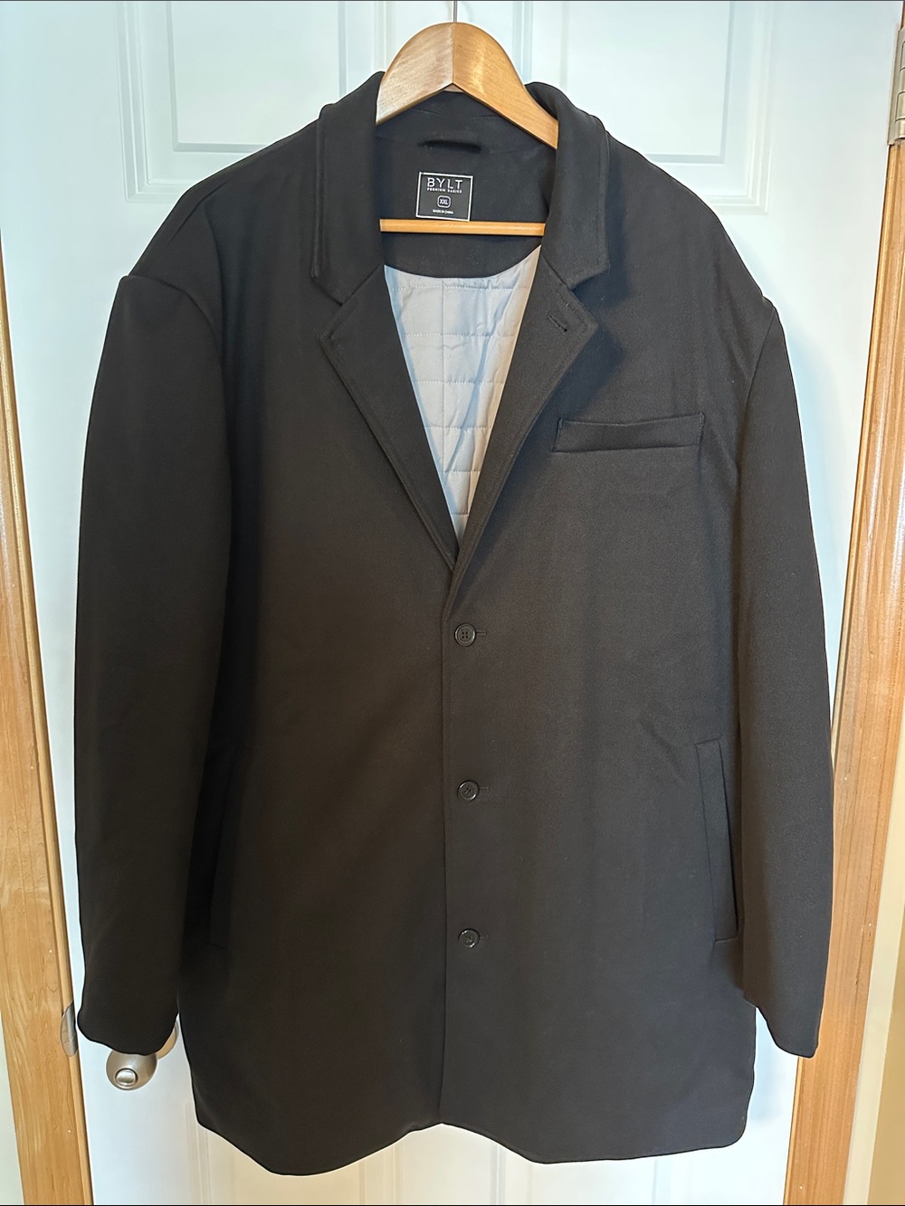 Men's Black BYLT Coastal Overcoat with Quilted Lining